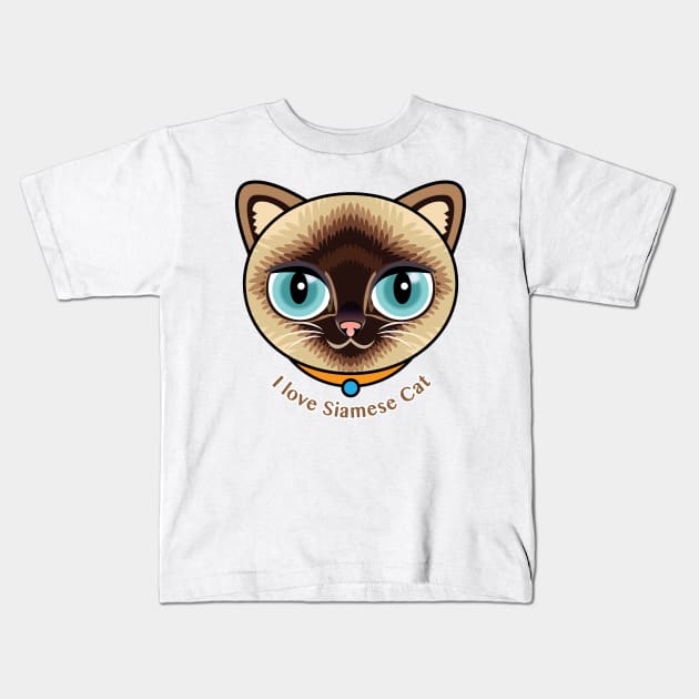 I Love Siamese Cat Kids T-Shirt by zoneo